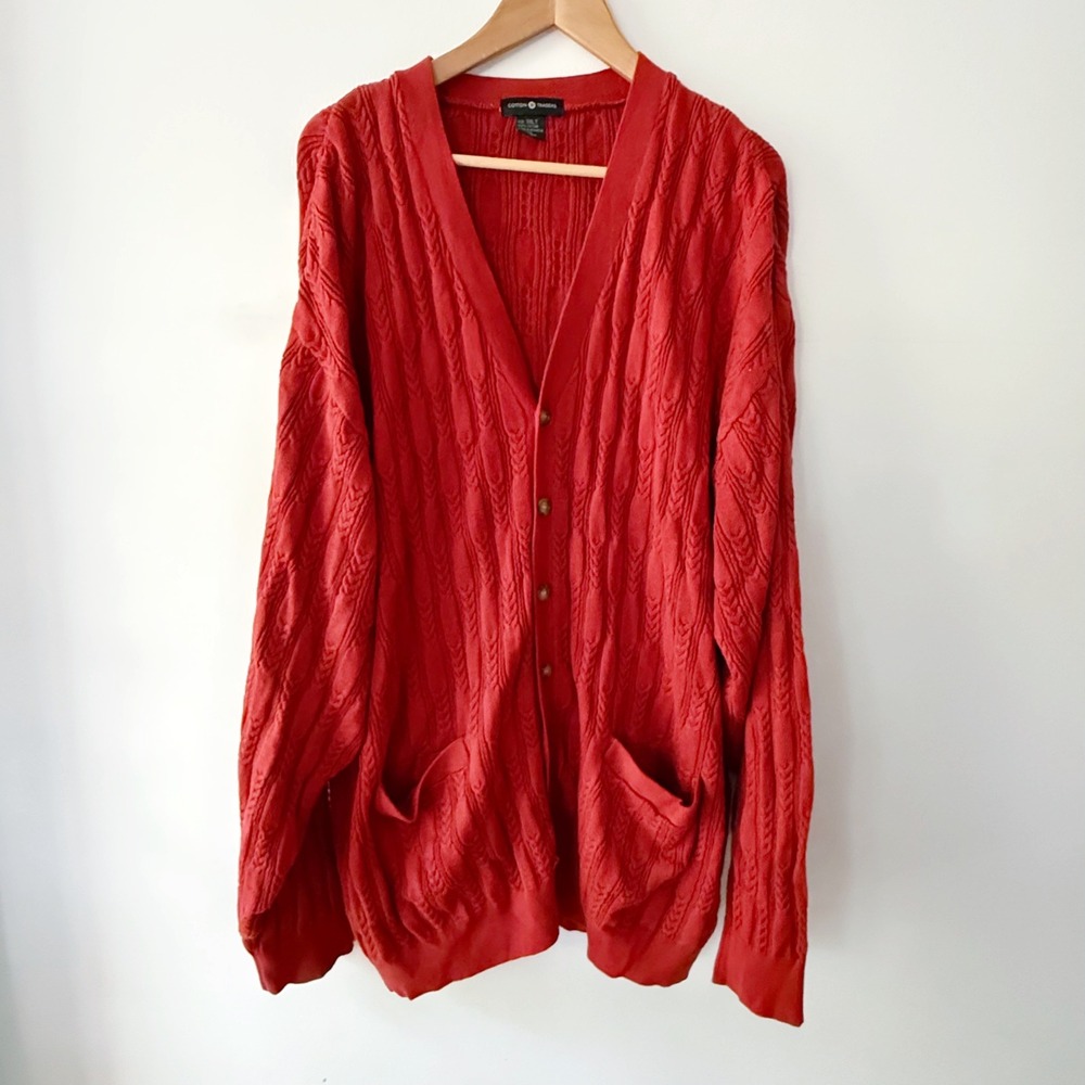 Cotton Traders Cardigan Women 3XLT Cable Knit Oversized Fisherman Cozy Cabincore